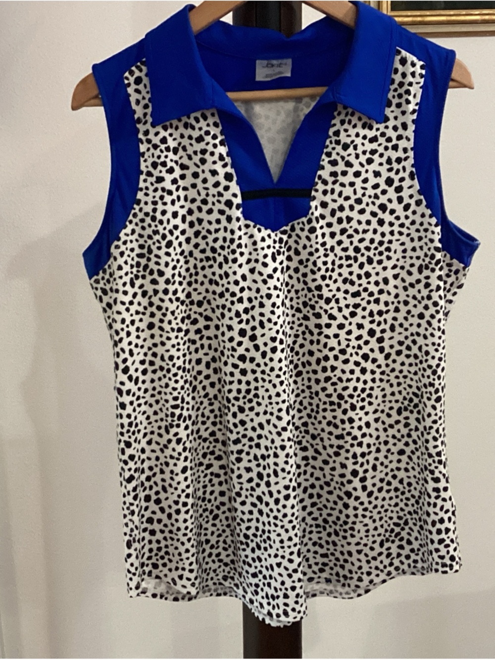 Blue & White Dalmatian Print Sleeveless Top